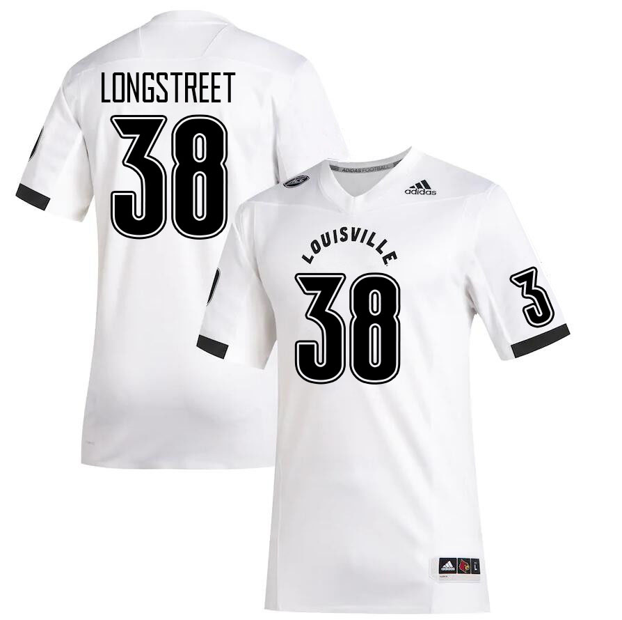 Men #38 Kevin Longstreet Louisville Cardinals College Football Jerseys Stitched Sale-White - Click Image to Close